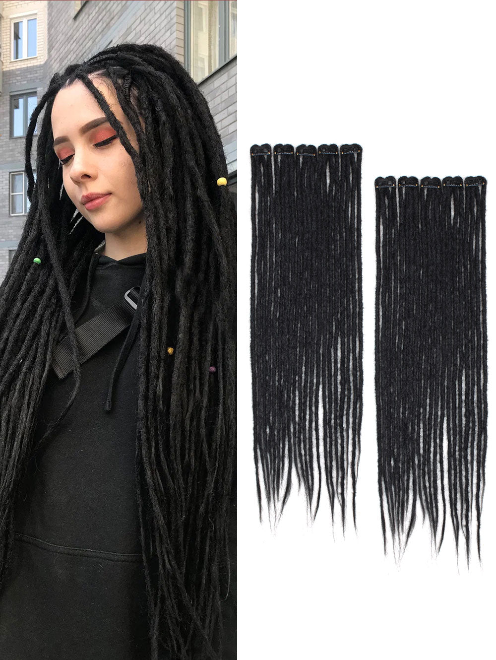 Clip in Dreadlock Hair Extensions, Handmade Clip In Dreads