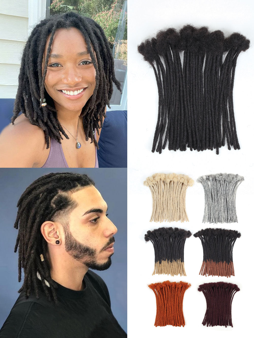 10 inch Human Hair Loc Extensions Pencil Width Dreadlock