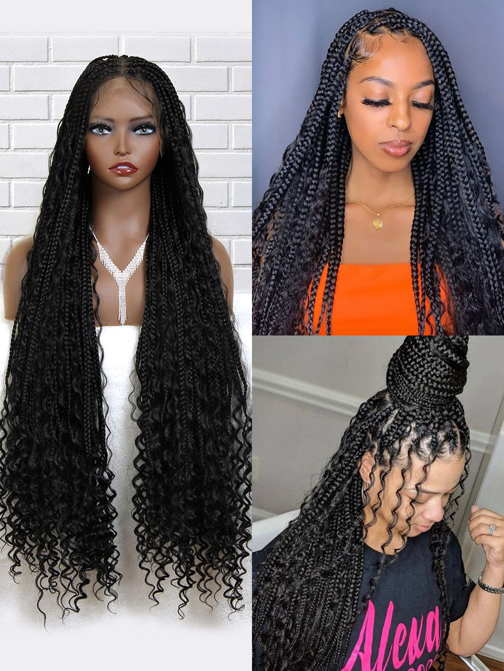 Knotless Braid Wig, Lace Frontal Braid Wig, Boho Braids, Bohemian Braid  Wig, Wigs for Black Women, Braided Wig, Knotless Hair 