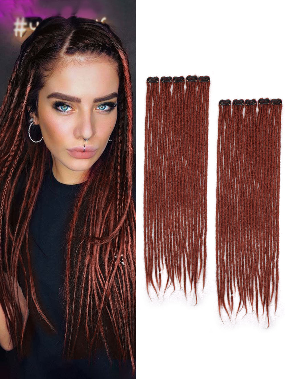 Clip in Dreadlock Hair Extensions, Handmade Clip In Dreads