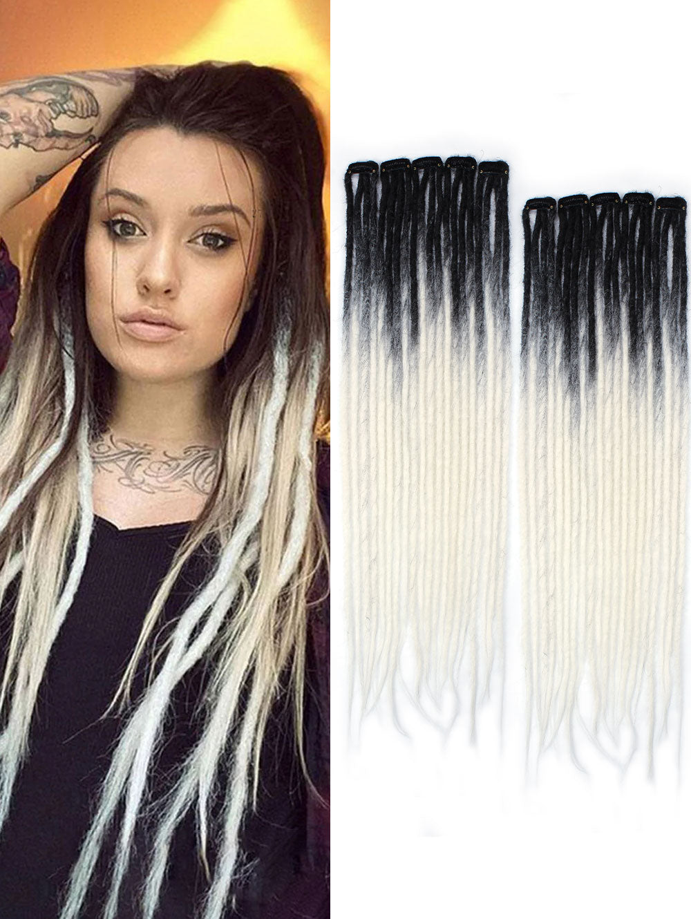 Clip in Dreadlock Hair Extensions, Handmade Clip In Dreads