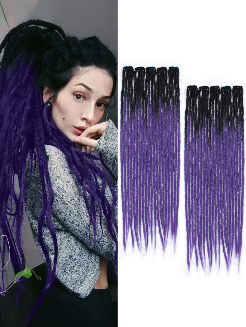 Clip in Dreadlock Hair Extensions, Handmade Clip In Dreads