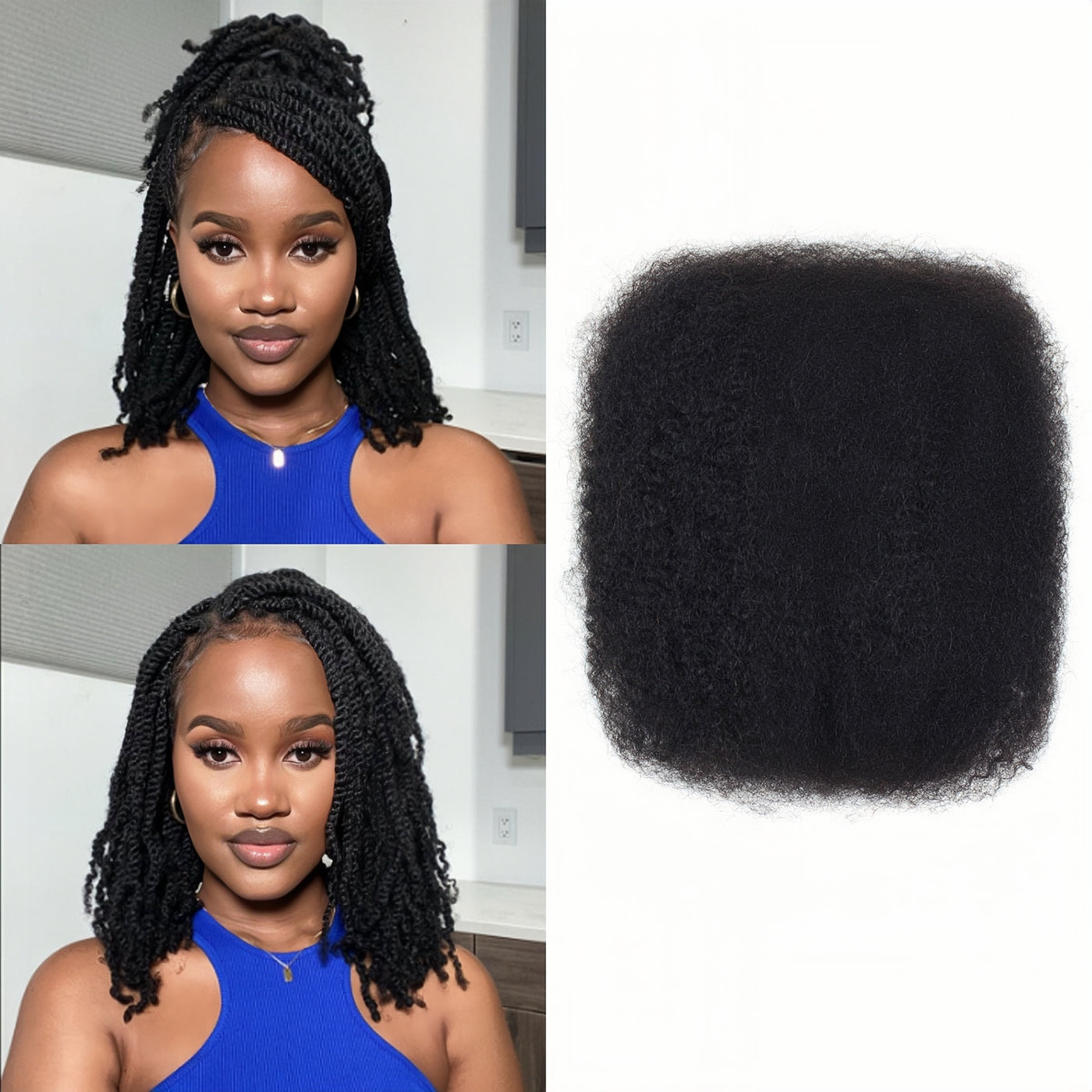 Afro Kinkys Bulk Human Hair 1 pack, 12 inch 4c Curly Hair for Permanent Sister Locs/Mini Twists/Braids/Repair Can Dye and Bleach(50 Gram)