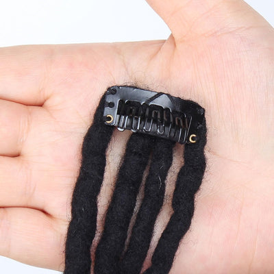 22 inch 5 Packs Clip in Wool Dreadlock Extensions, 20 Strands Viking Clip on Dreads Extensions for Woman, Handmade Soft Wool Dreadlocks