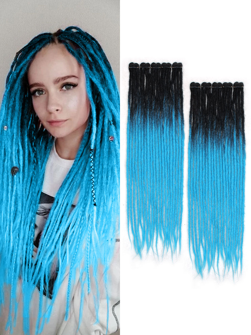 Clip in Dreadlock Hair Extensions, Handmade Clip In Dreads