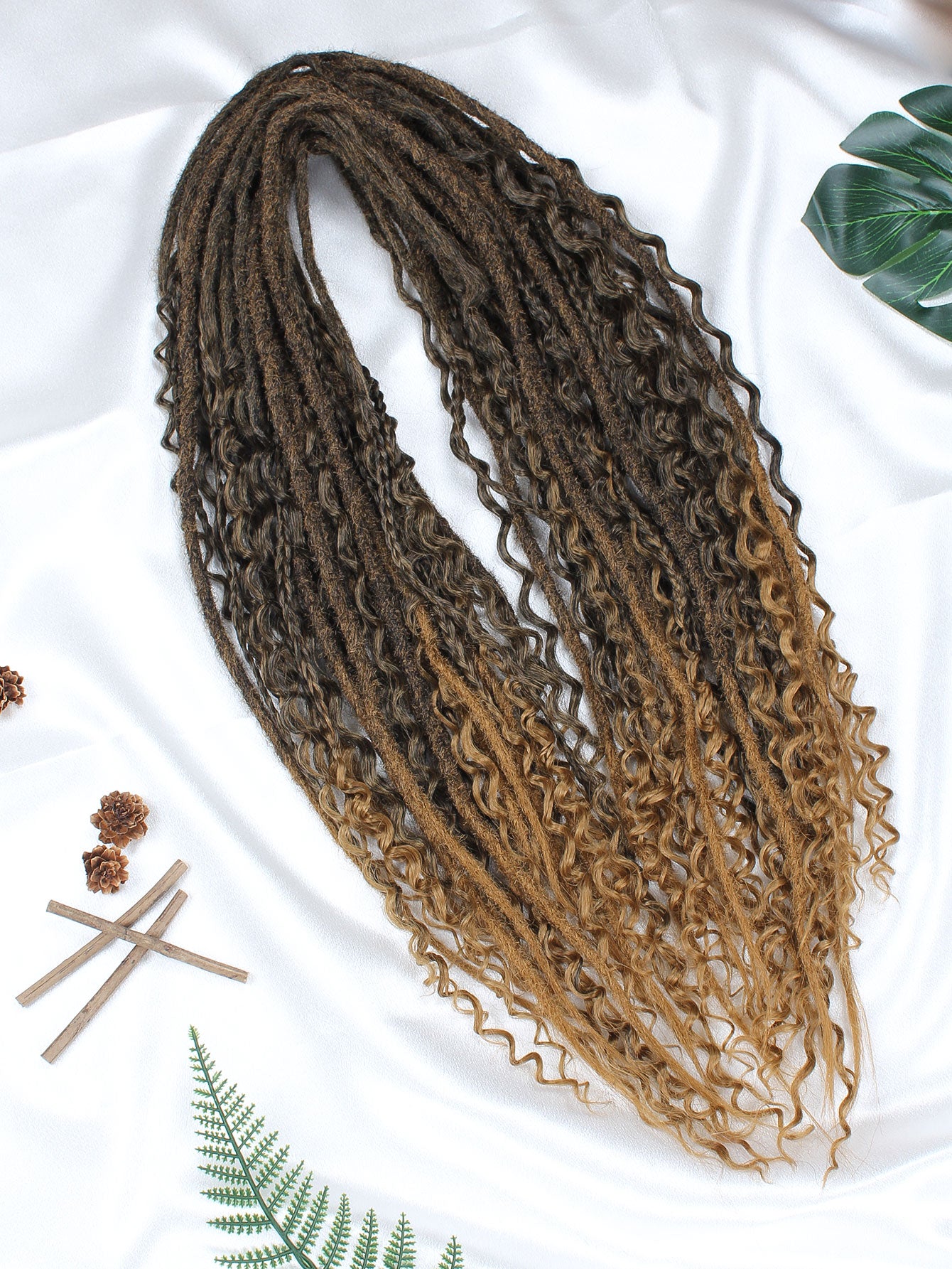24" 3 In 1 Mixed Curly Dreadlock Extensions Sets