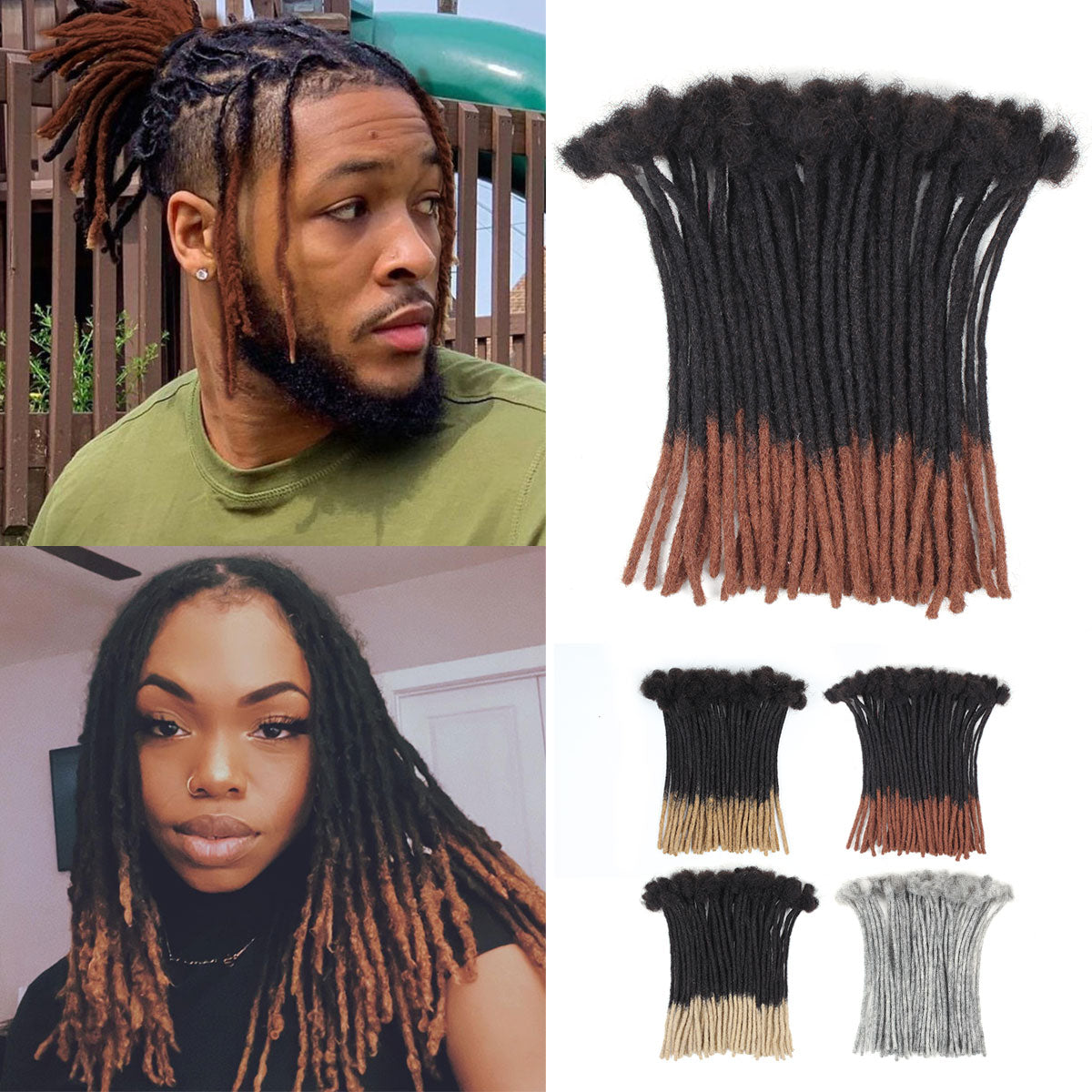 Loc Extensions Human Hair, 50 Strands 0.4CM Dreadlock Extensions Human Hair