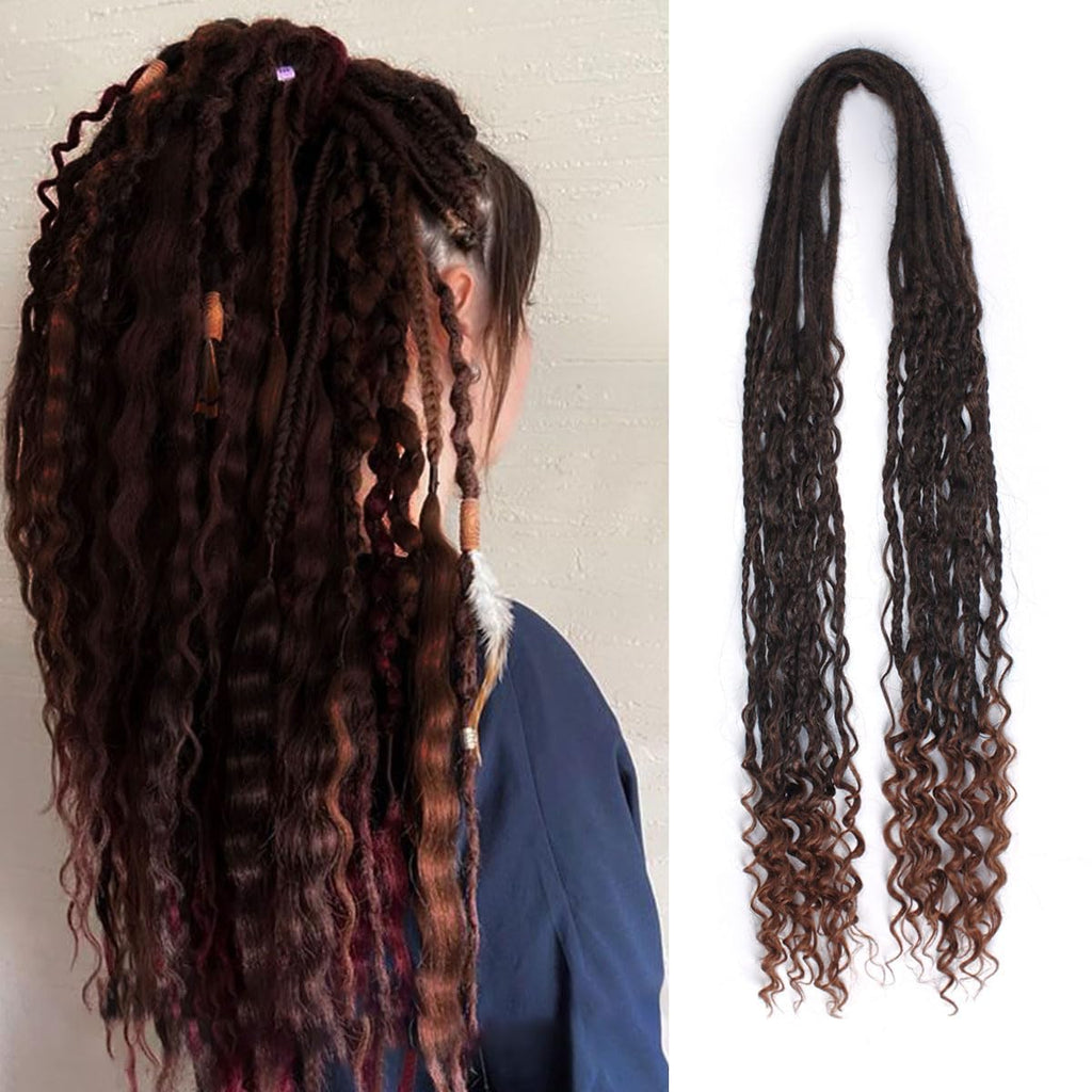 24' Curly Dreadlocks Synthetic Boho Braids Dreadlock Extensions