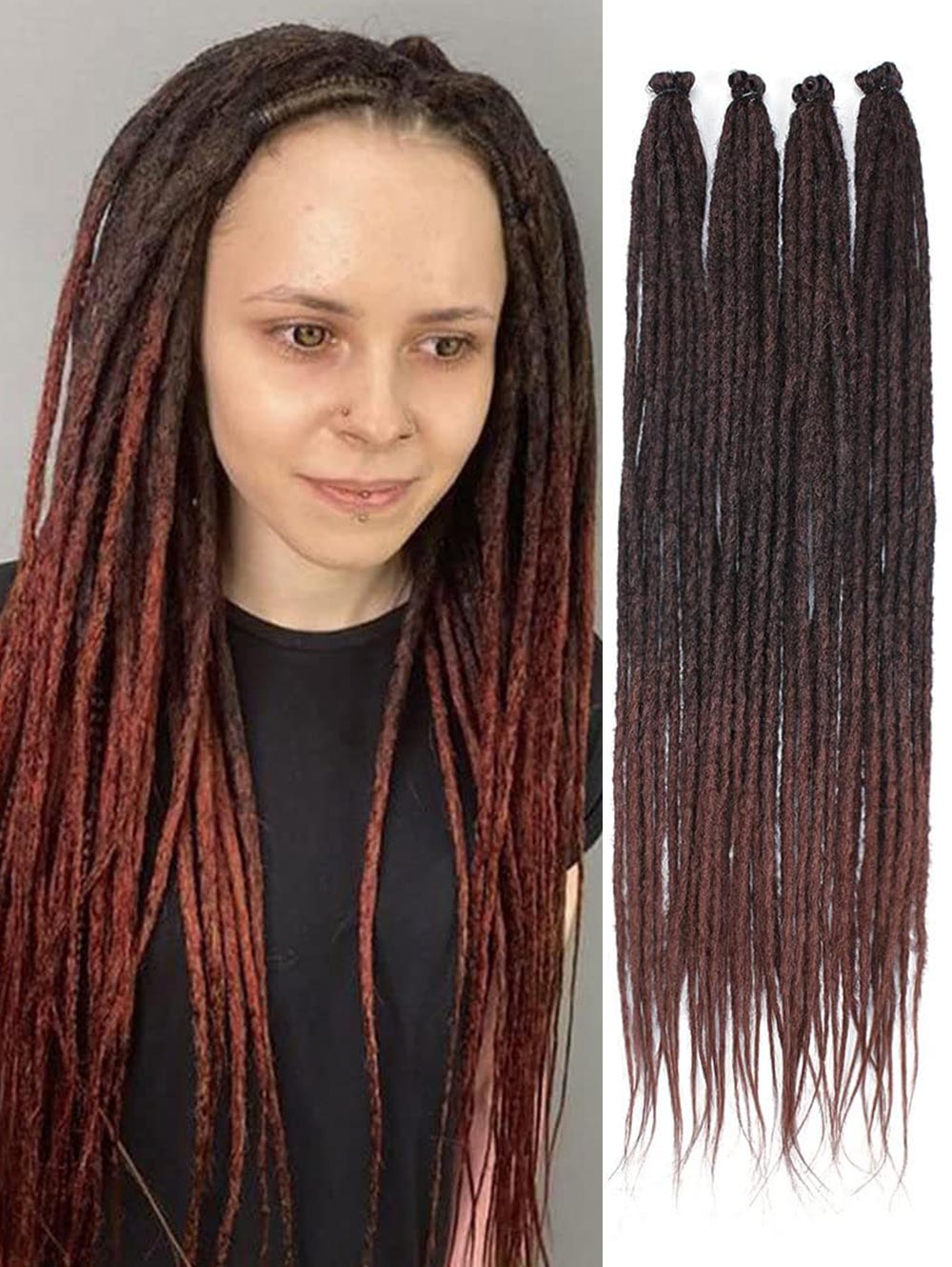 24" 36" SE Thin 0.6cm Synthetic Dreadlock Extensions Handmade Fake Dreads