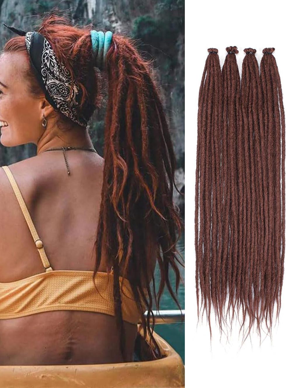 24" SE Thin 0.6cm Synthetic Dreadlock Extensions Handmade Fake Dreads