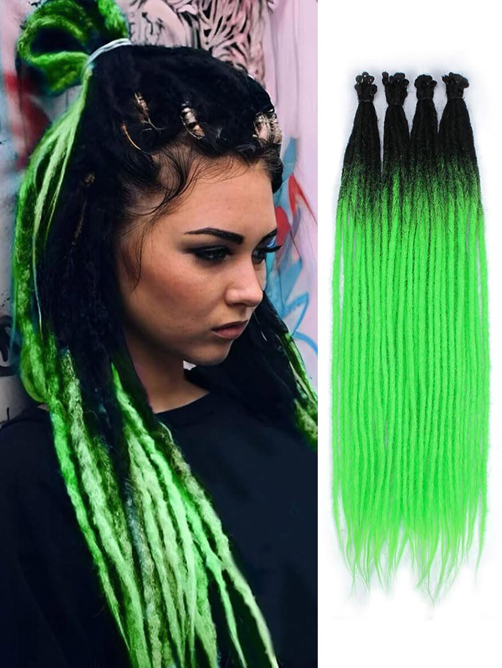 24" 36" SE Thin 0.6cm Synthetic Dreadlock Extensions Handmade Fake Dreads