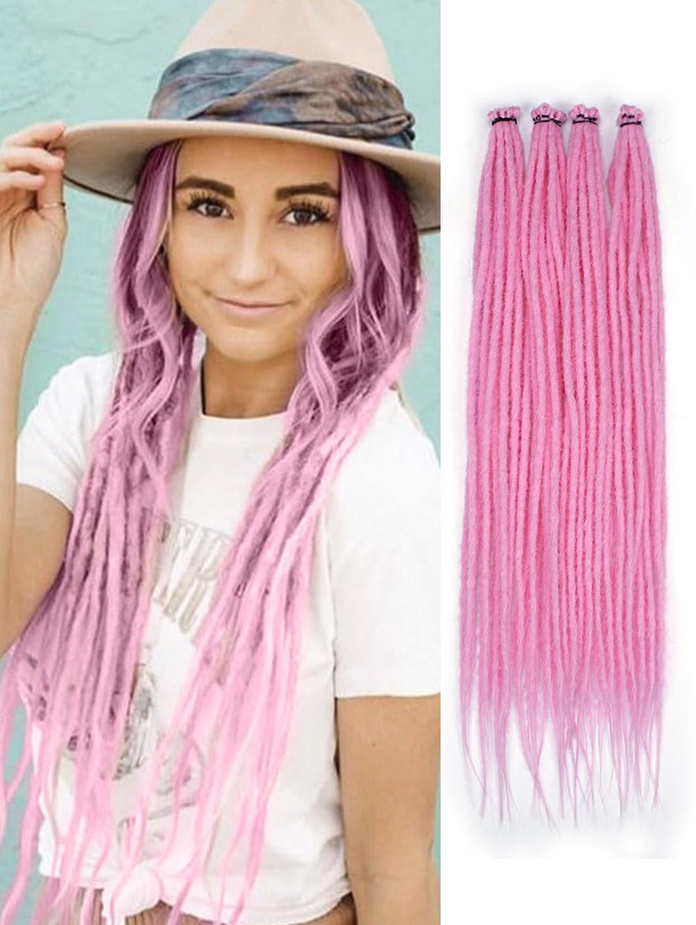 24" SE Thin 0.6cm Synthetic Dreadlock Extensions Handmade Fake Dreads