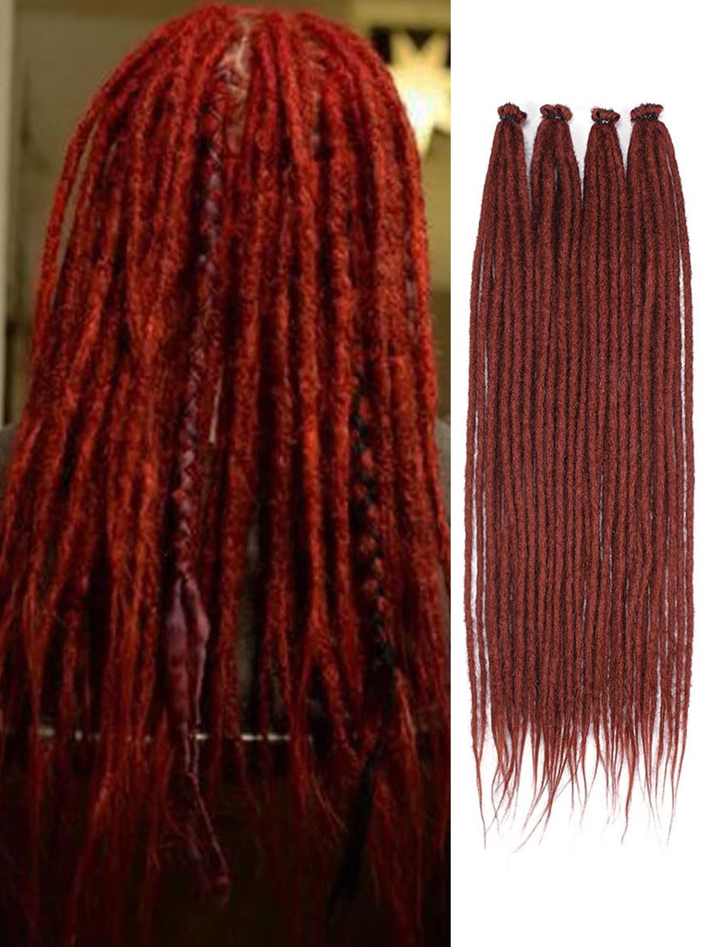 24" 36" SE Thin 0.6cm Synthetic Dreadlock Extensions Handmade Fake Dreads