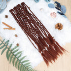 20" Boho Dreadlock Clip in Braids with Beads & Charms, Handmade Synthetic Braided Hairpieces for Cosplay Daily Styling