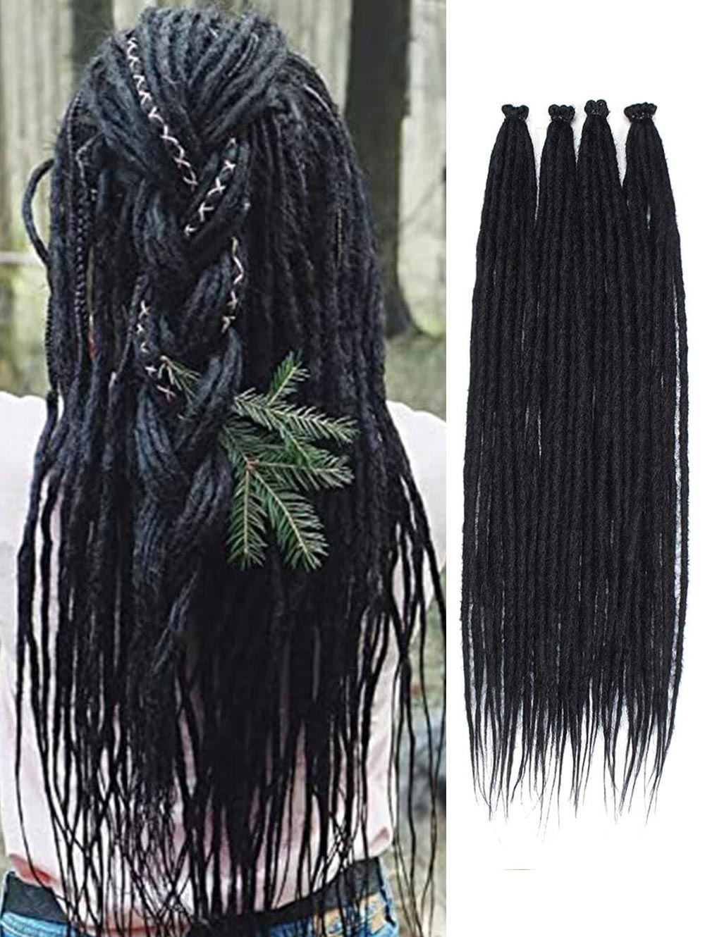 24" 36" SE Thin 0.6cm Synthetic Dreadlock Extensions Handmade Fake Dreads