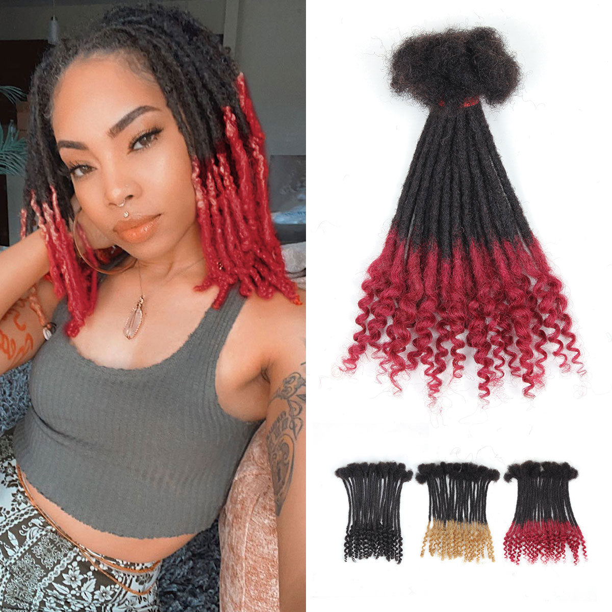 Curly Loc Extensions Human Hair,  0.4CM Dreadlock Extensions Human Hair