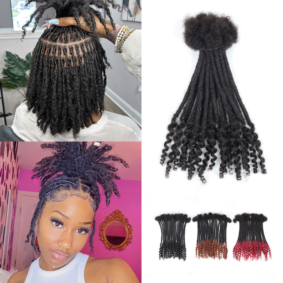 Curly Loc Extensions Human Hair,  0.4CM Dreadlock Extensions Human Hair