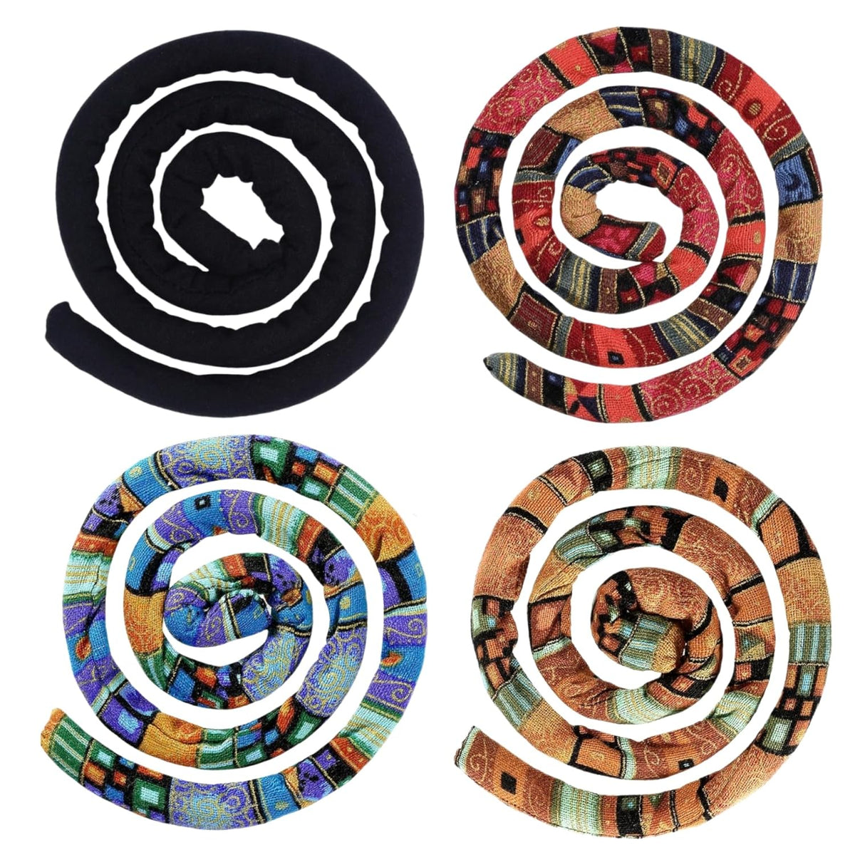 4 Pieces Spiral Lock Hair Tie for Dreadlocks - Iron Wire Embedded, Bendable Ponytail Holders - Long Dreadlock Accessory for Women & Men with Thick Curly Hair