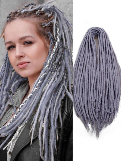 22 inch Wool Dreadlock Extensions, 20 Strands Viking Clip on Dreads Extensions