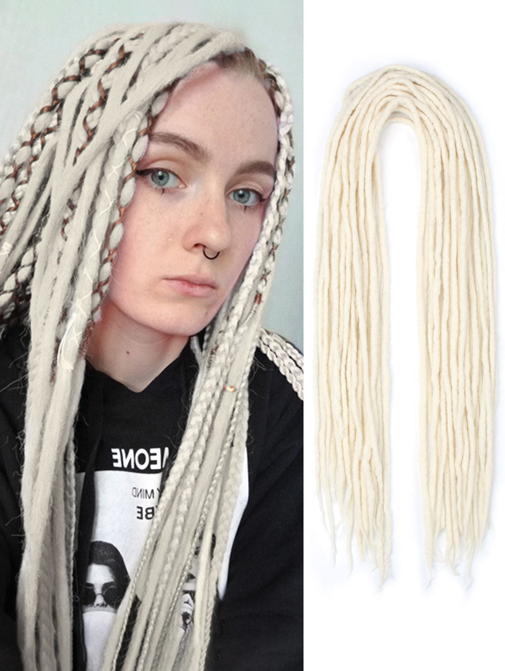 22 inch Wool Dreadlock Extensions, 20 Strands Viking Clip on Dreads Extensions