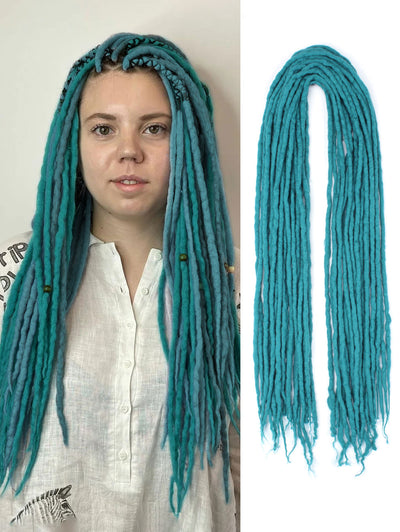 22 inch Wool Dreadlock Extensions, 20 Strands Viking Clip on Dreads Extensions