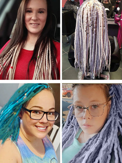 22 inch Wool Dreadlock Extensions, 20 Strands Viking Clip on Dreads Extensions