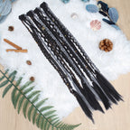 20" Boho Dreadlock Clip in Braids with Beads & Charms, Handmade Synthetic Braided Hairpieces for Cosplay Daily Styling