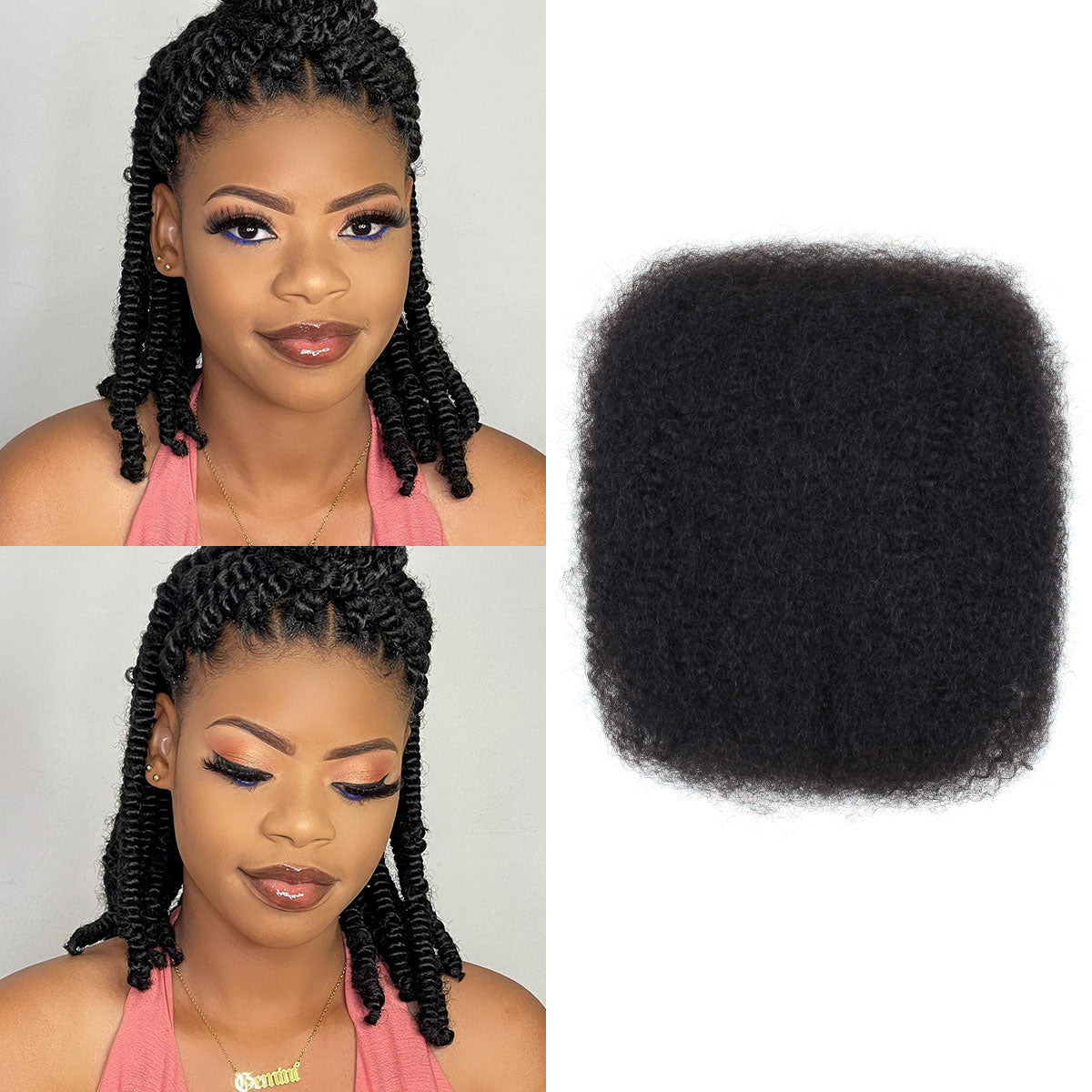 Afro Kinkys Bulk Human Hair 1 pack, 12 inch 4c Curly Hair for Permanent Sister Locs/Mini Twists/Braids/Repair Can Dye and Bleach(50 Gram)