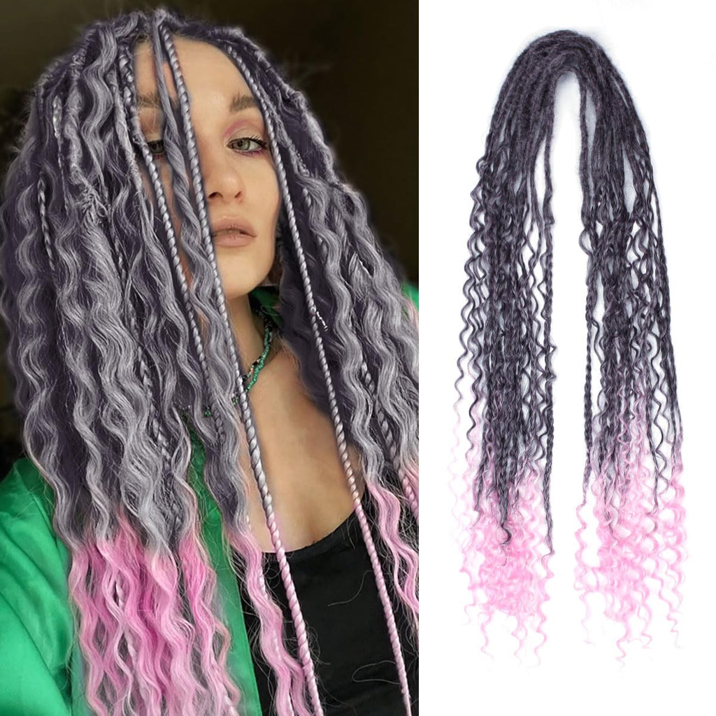 24' Curly Dreadlocks Synthetic Boho Braids Dreadlock Extensions