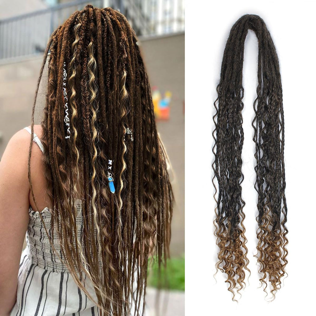 24' Curly Dreadlocks Synthetic Boho Braids Dreadlock Extensions