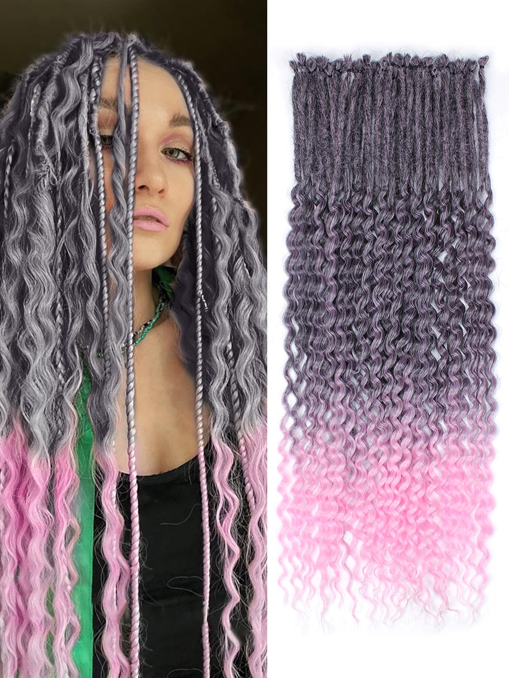 24' Curly Dreadlocks Synthetic Boho Braids Dreadlock Extensions