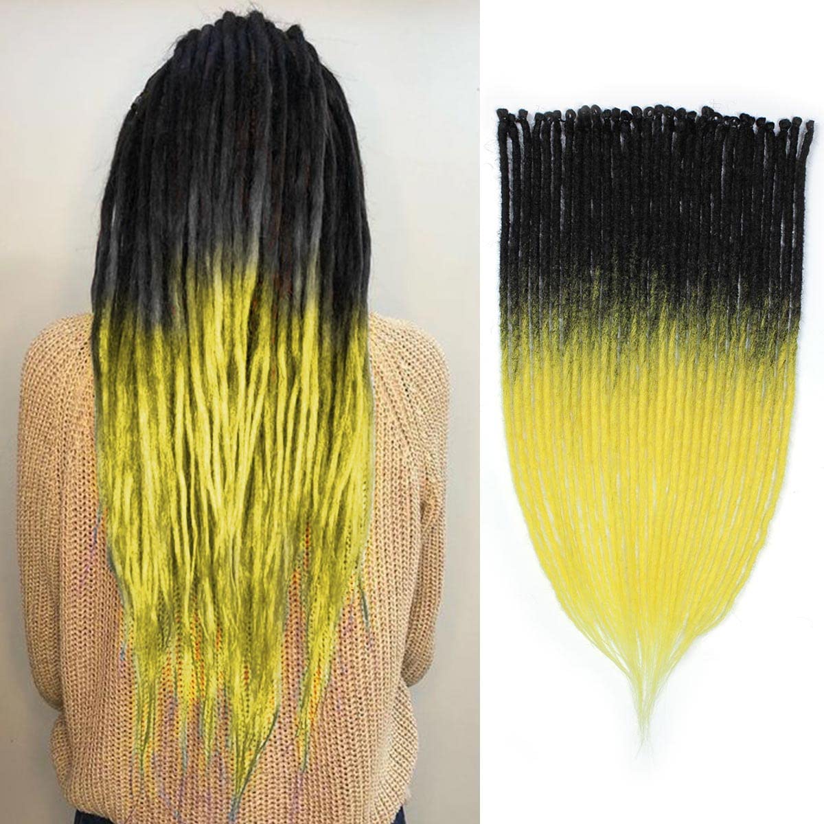 24" SE Thin 0.6cm Synthetic Dreadlock Extensions Handmade Fake Dreads