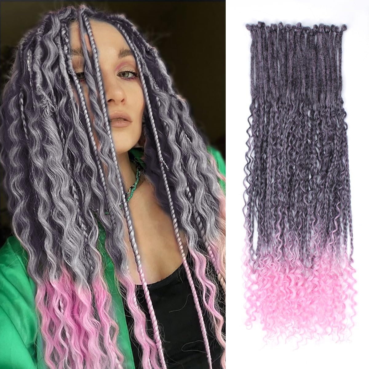 24' Curly Dreadlocks Synthetic Boho Braids Dreadlock Extensions
