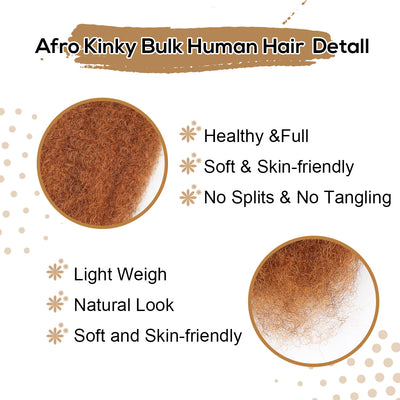 Afro Kinkys Bulk Human Hair 1 pack, 12 inch 4c Curly Hair for Permanent Sister Locs/Mini Twists/Braids/Repair Can Dye and Bleach(50 Gram)