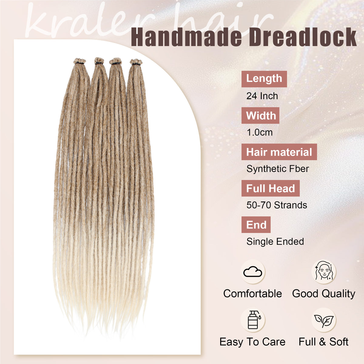 24" Thick 1cm Synthetic Dreadlock Extensions