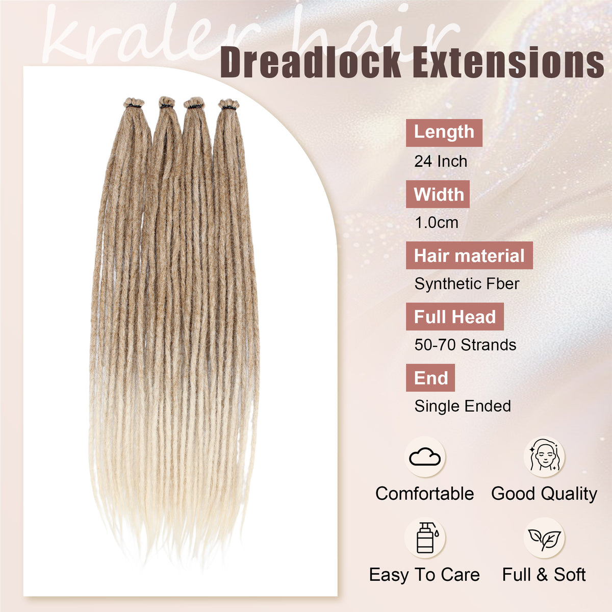 24" Thick 1cm Synthetic Dreadlock Extensions