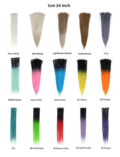 24" Thick 1cm Synthetic Dreadlock Extensions