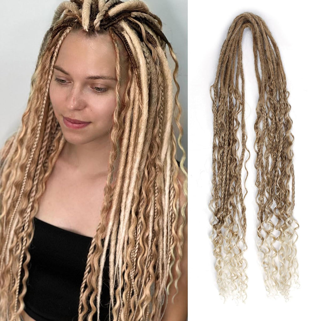 24' Curly Dreadlocks Synthetic Boho Braids Dreadlock Extensions