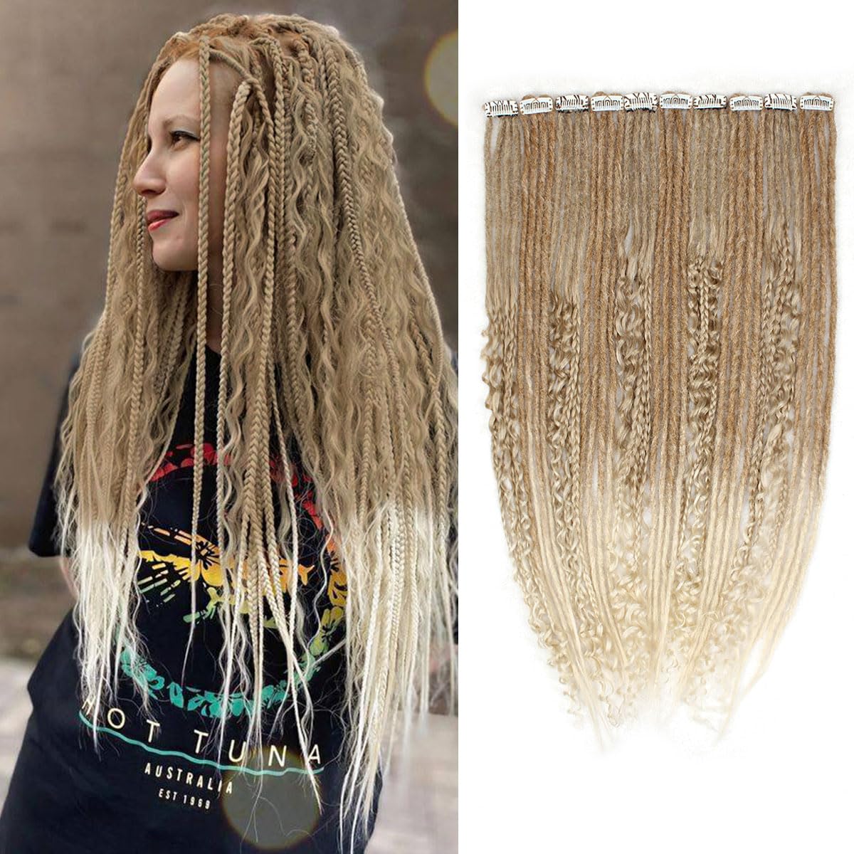 Clip in Dreadlock Hair Extensions, Handmade Clip In Dreads
