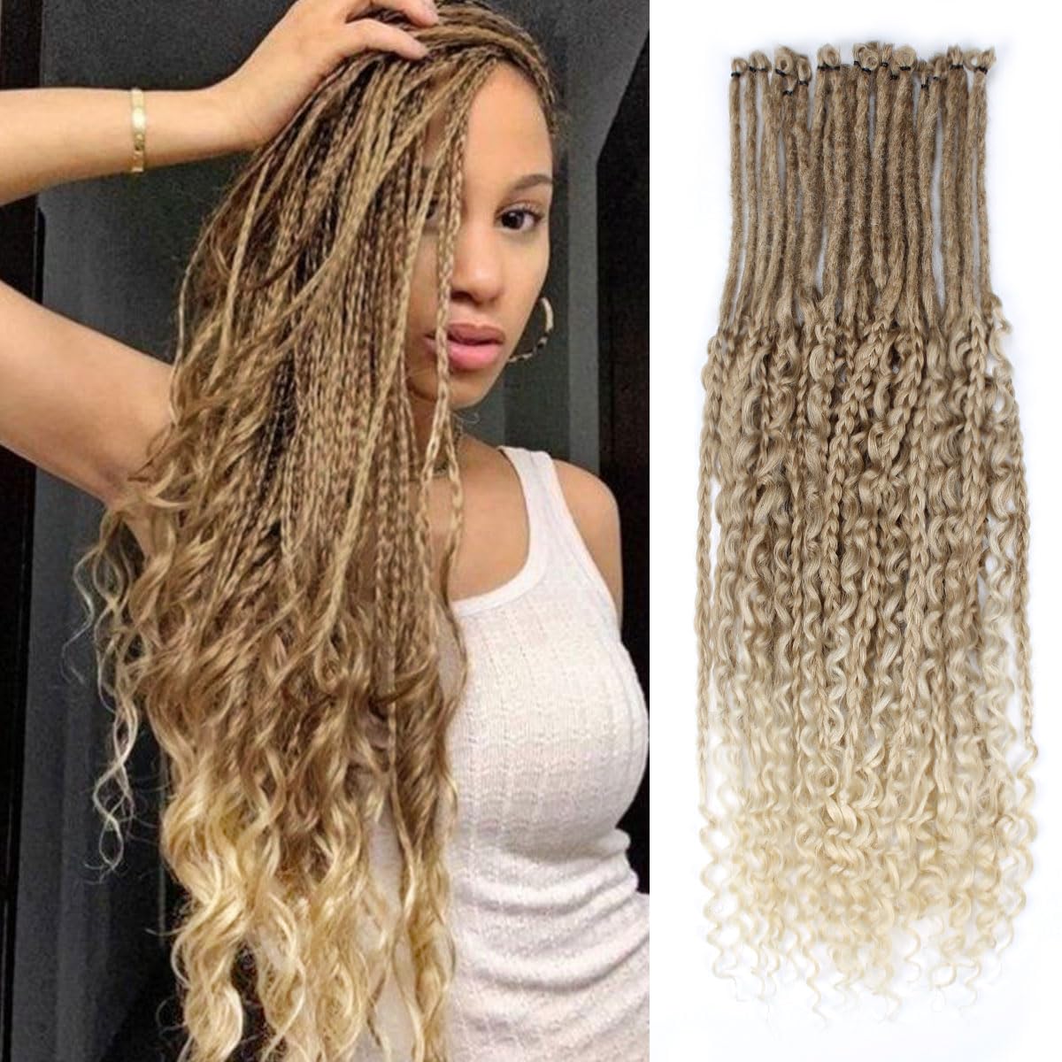 24' Curly Dreadlocks Synthetic Boho Braids Dreadlock Extensions