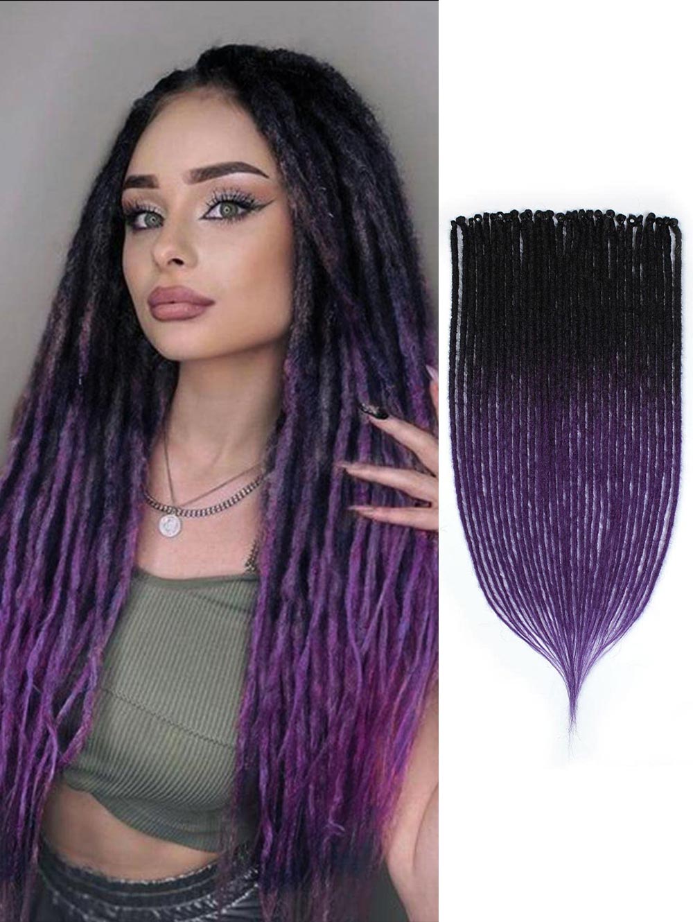 24" 36" SE Thin 0.6cm Synthetic Dreadlock Extensions Handmade Fake Dreads