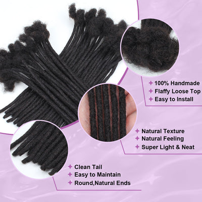 Loc Extensions Human Hair, 50 Strands 0.4CM Dreadlock Extensions Human Hair