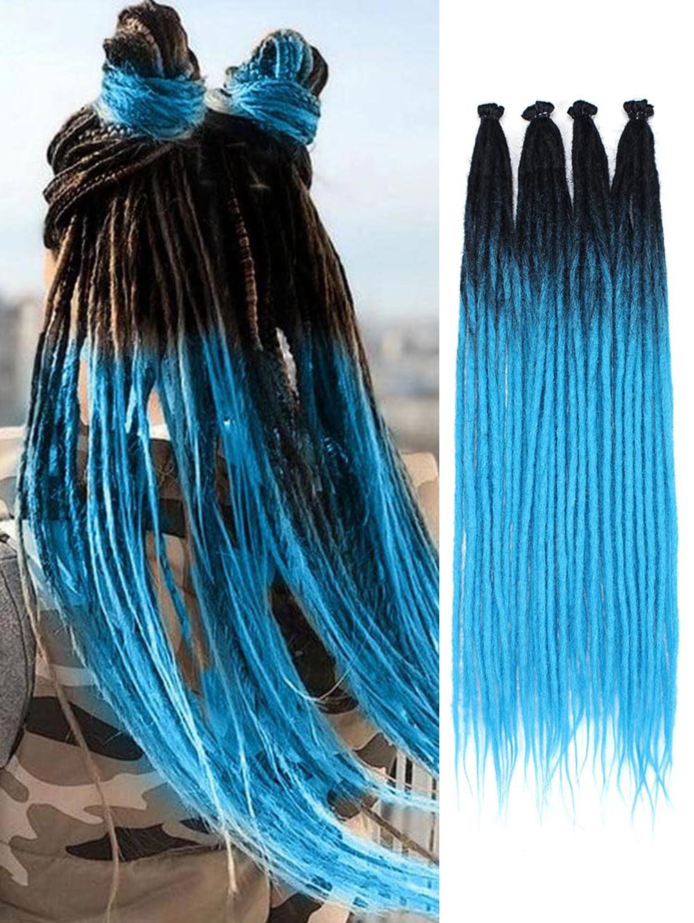 24" 36" SE Thin 0.6cm Synthetic Dreadlock Extensions Handmade Fake Dreads