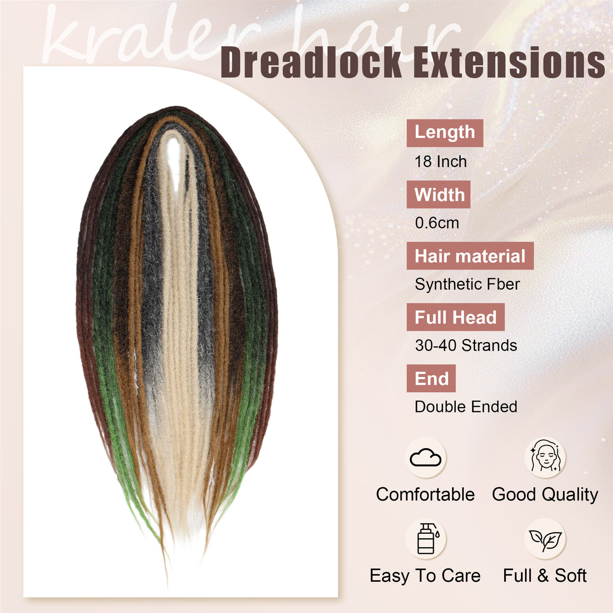 18" 24"Double Ended Dreadlock Extensions for Girls