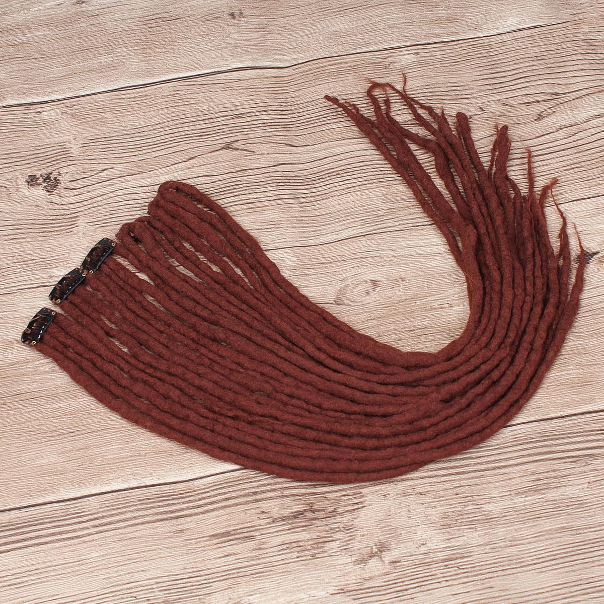 22 inch 5 Packs Clip in Wool Dreadlock Extensions, 20 Strands Viking Clip on Dreads Extensions for Woman, Handmade Soft Wool Dreadlocks