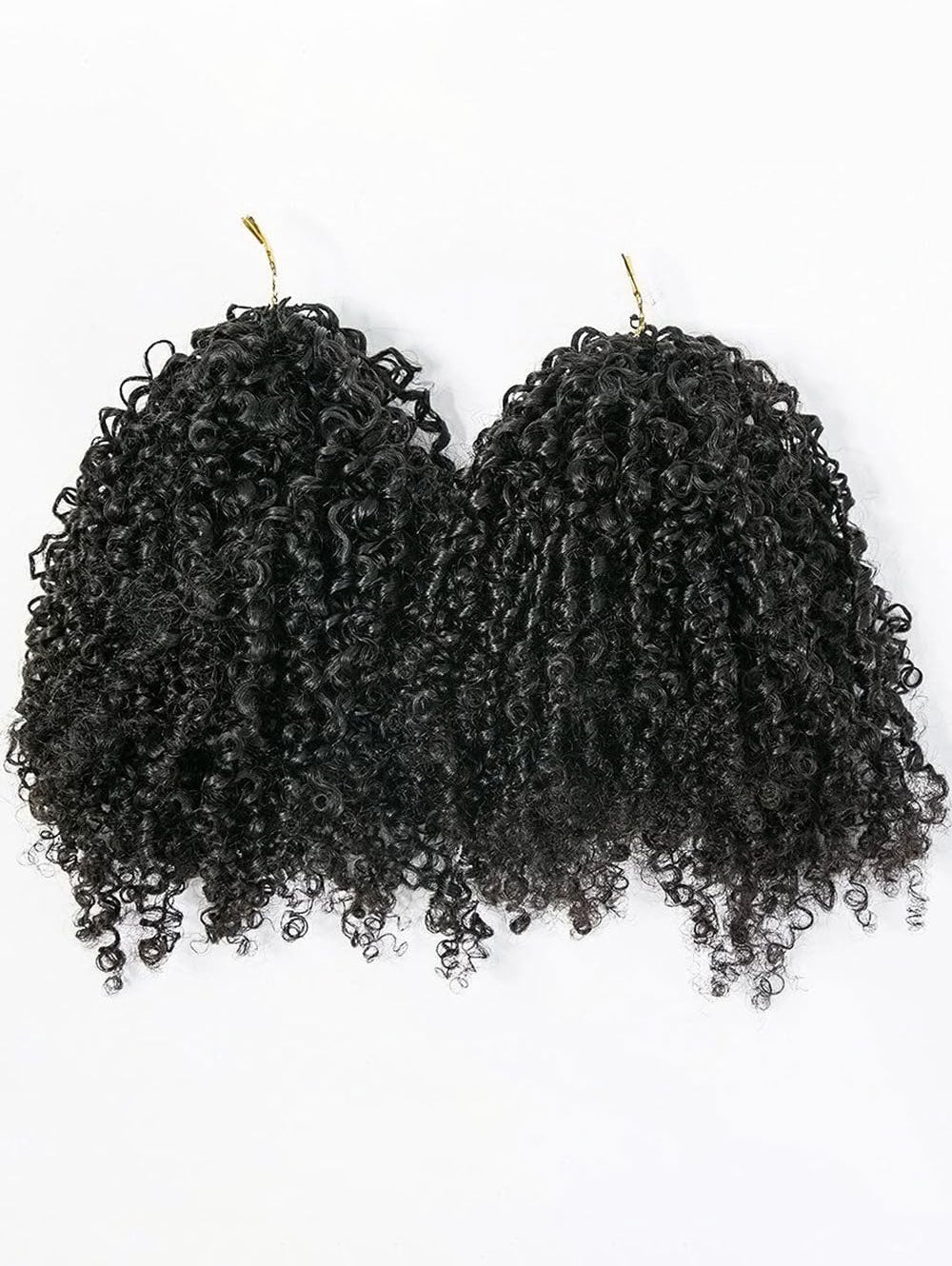 Kinky Curly Crochet Human Hair Extensions Pre-Separated Crochet Hair Multi-Textured Kinky Curly Reusable Micro Twists 18‘’ 60g (Usually 240g Full Head) Natural Black