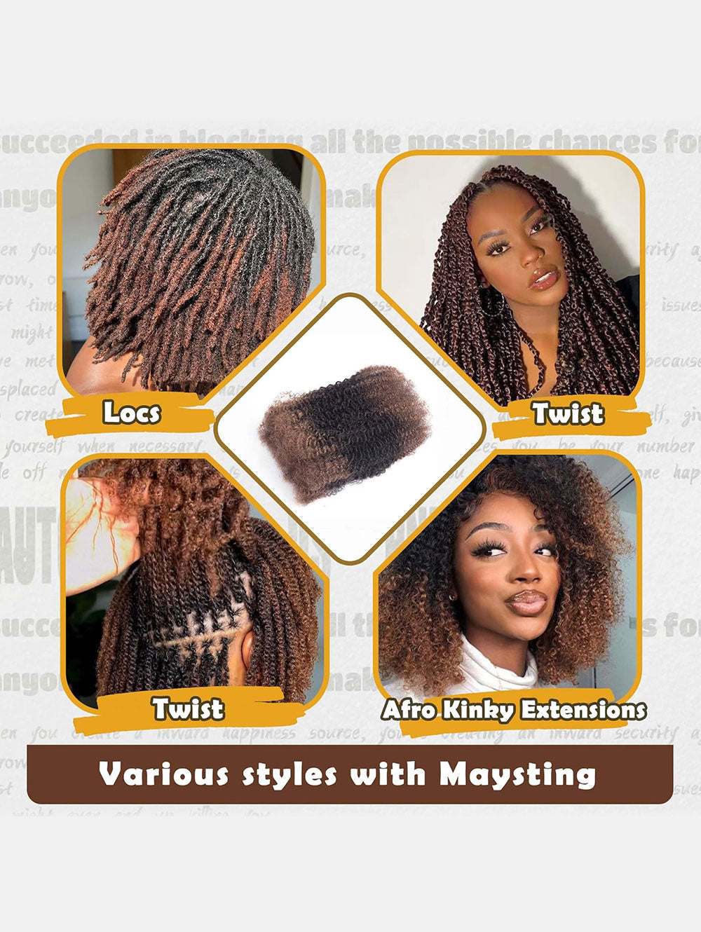 Afro Kinky-Curly Human Hair Bulk for Twist, Dreadlocks Making, Repairing and Extending Locs,100% Afro Kinkys Bulk Human Hair Ombre color, 50g/pack Can be Dyed (#30/1B/#30)