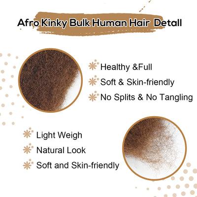 Afro Kinkys Bulk Human Hair 1 pack, 12 inch 4c Curly Hair for Permanent Sister Locs/Mini Twists/Braids/Repair Can Dye and Bleach(50 Gram)