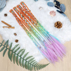 20" Boho Dreadlock Clip in Braids with Beads & Charms, Handmade Synthetic Braided Hairpieces for Cosplay Daily Styling