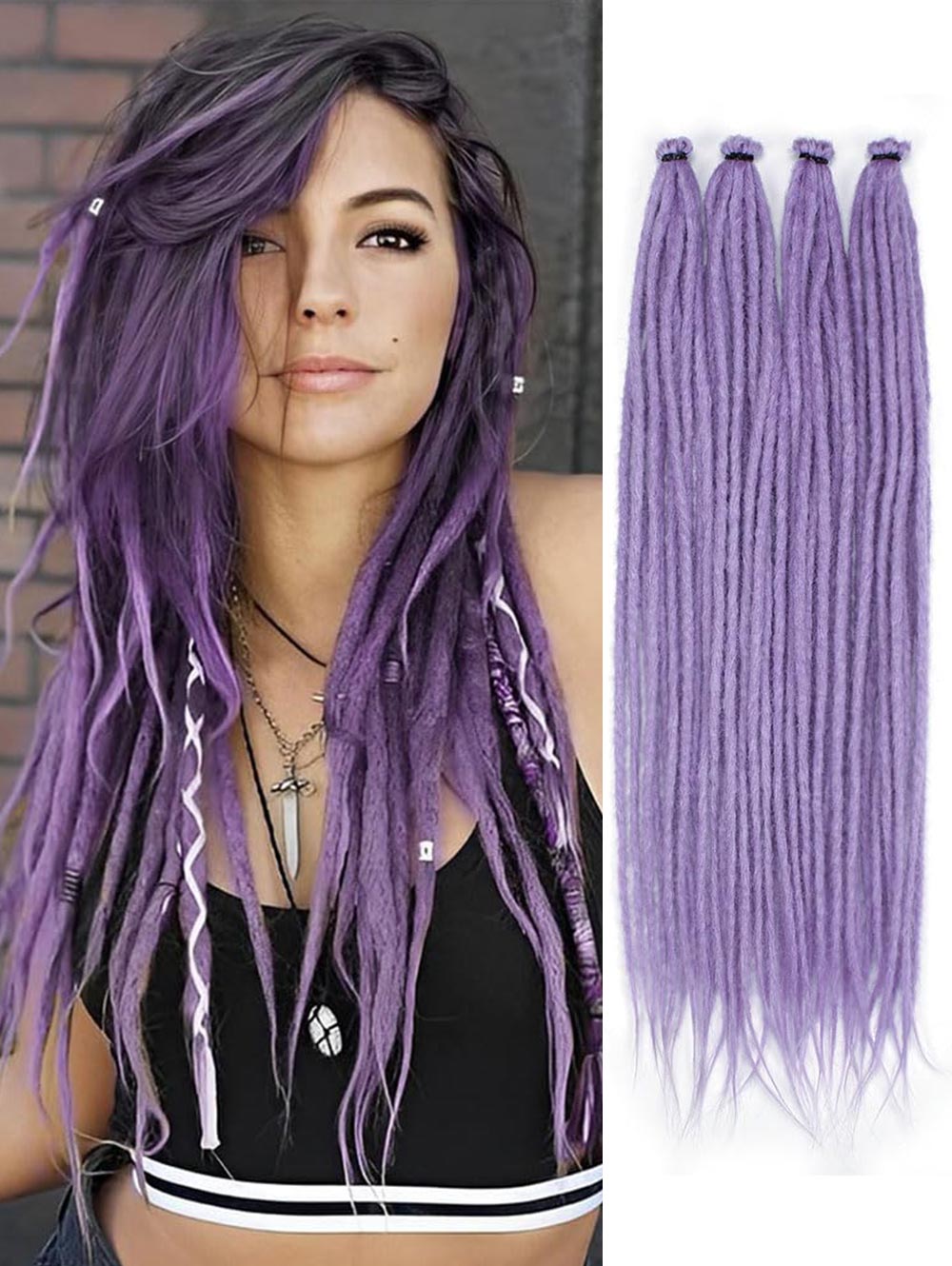 24" SE Thin 0.6cm Synthetic Dreadlock Extensions Handmade Fake Dreads
